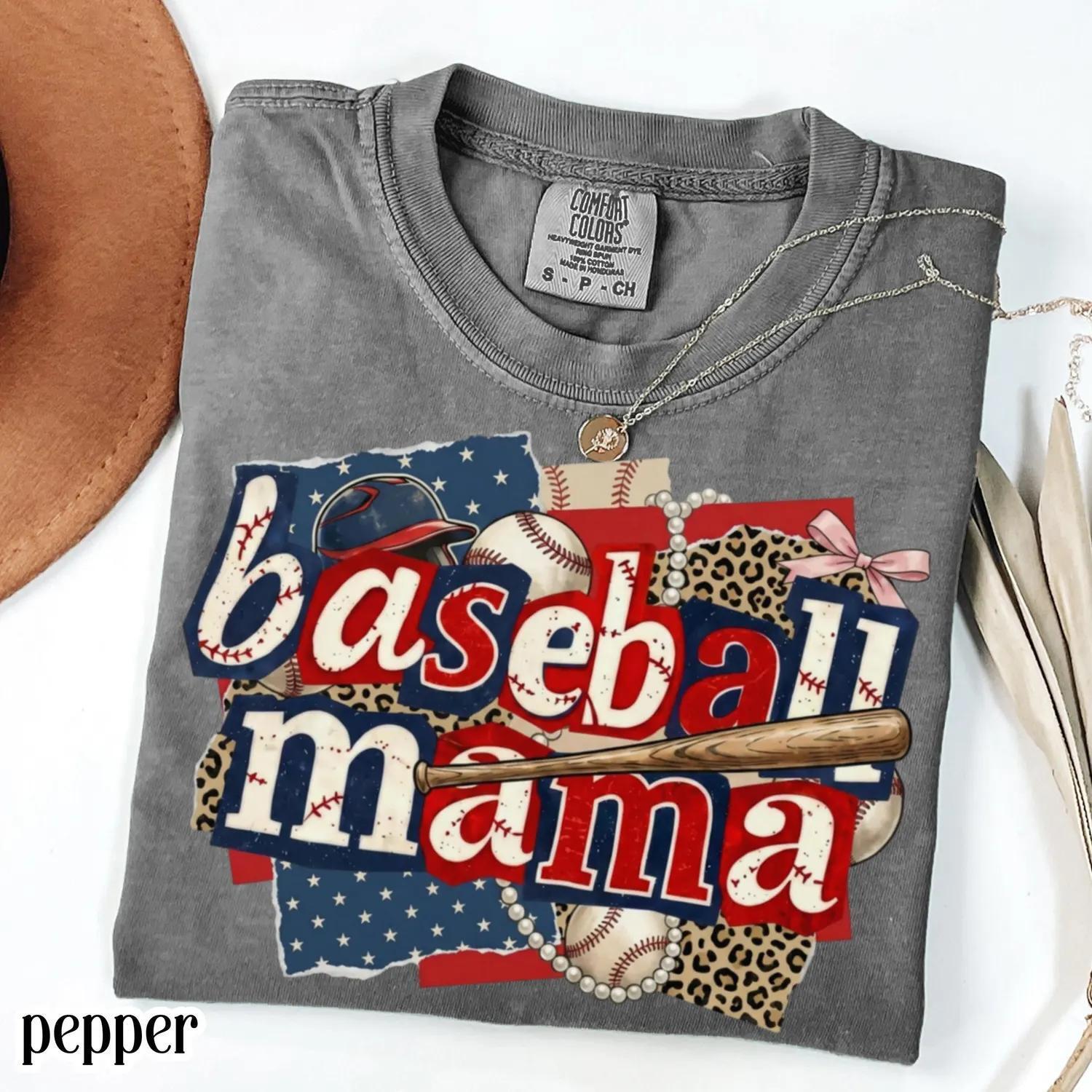 Baseball Mama S Shirt Patriotic Game Day Mom Tee Cute Sports Mom T-Shirt